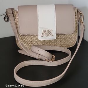 ANNE KLEIN Beige and White Crossbody Bag